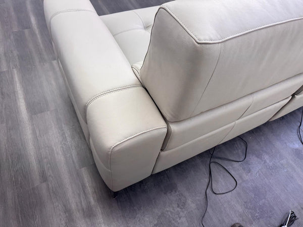 Furniture Village New York Power Recliner 3 Seater Sofa Pale Grey Leather21