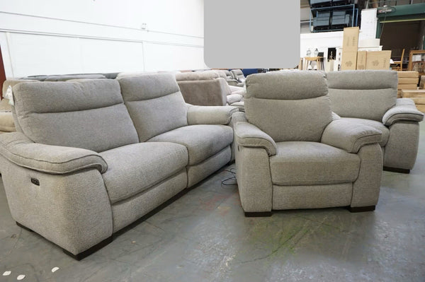 FV Grey fabric Power Recliner 3 seater + standard 2.5 seater + Armchair Sofa Set0