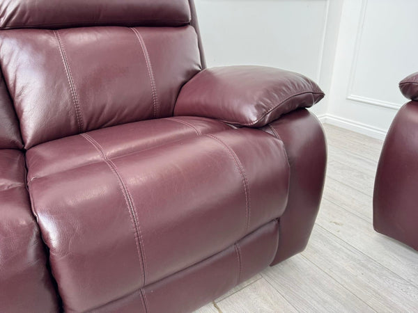 Furniture Village Moreno Power Recliner 3 + 2 Seater Sofa Set Burgundy Leather16