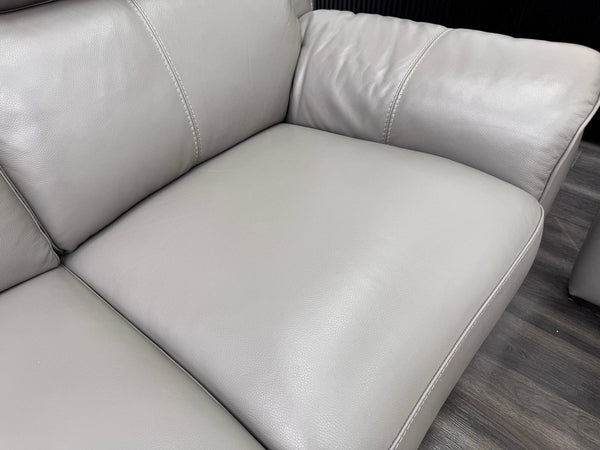 Furniture Village Power Recliner Grey Genuine Leather 3+1 Seater Sofa Set8