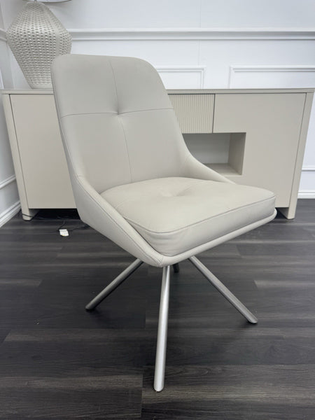 Furniture Village Avorio Leather Swivel Dining Chair (Pre-sale, Read Desc)5