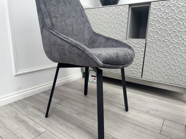 Furniture Village Veja Grey Velvet Set Of 6 Swivel Dining Chairs9