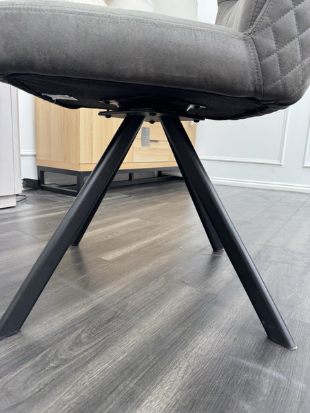 FV Loki Steel Grey Fabric Swivel Dining Chair With Handle (Choose Quantity)9