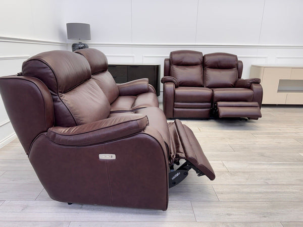 Parker Knoll Boston Burgundy Leather Power Recliner 3+2 Seater Sofa RRP £40998
