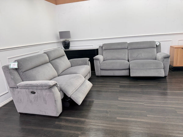 Furniture Village 3+3 Seater Sofa Set Power Recliner Grey Velvet19