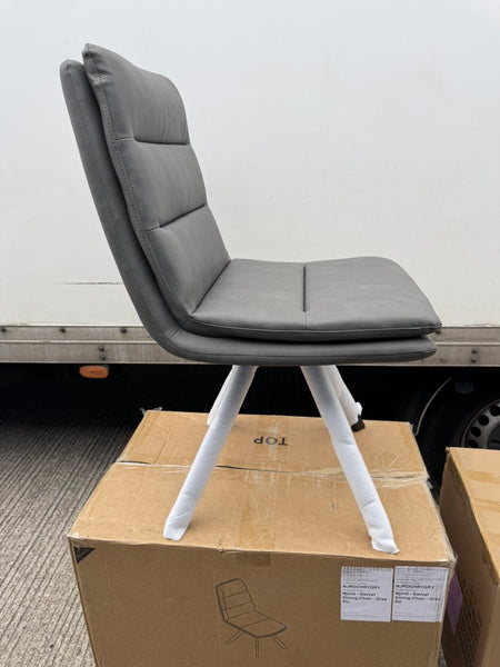 Furniture Village Njord Grey Leather Swivel Dining Chair1