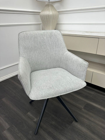 FV Jose Stone Silver Fabric Swivel Dining Chair With Arms (Choose Quantity)0