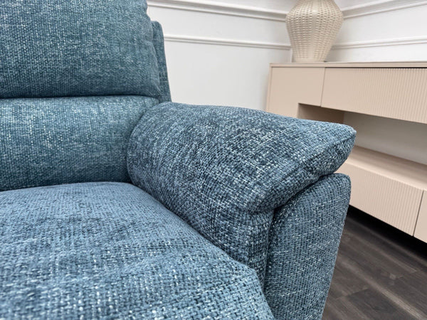 Furniture Village Armchair Power Recliner Blue Woven Fabric3