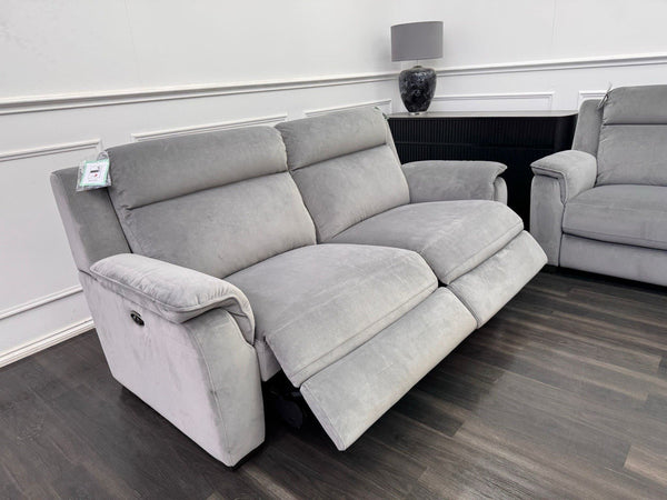 Furniture Village 3+3 Seater Sofa Set Power Recliner Grey Velvet9