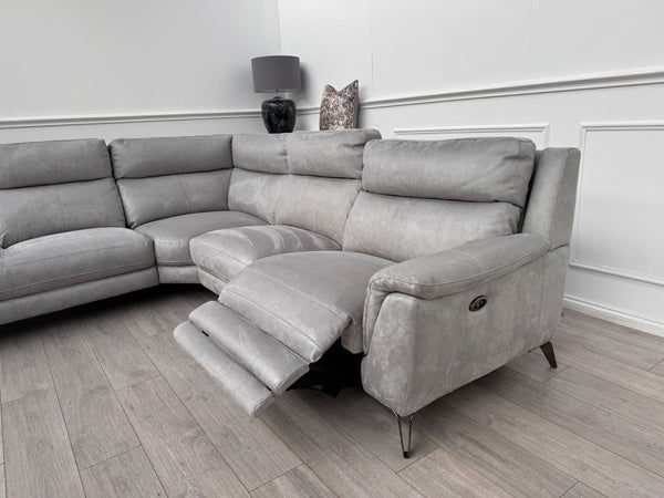 Furniture Village Contempo Grey Microfibre Power Recliner L Shape Corner Sofa2
