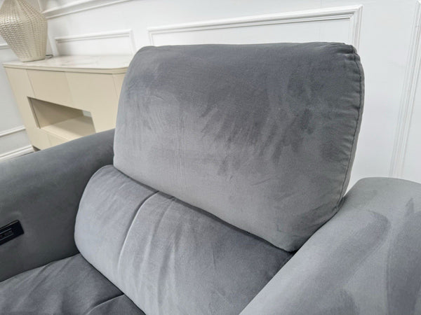 Furniture Village Huxley 3 Seater + Armchair Sofa Set Grey Velvet Power Recliner19