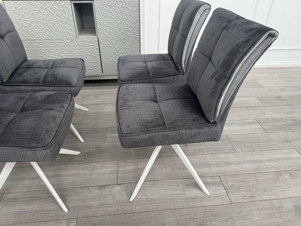 Furniture Village Glacier Set Of 4 Swivel Dining Chairs Dark Grey Fabric4
