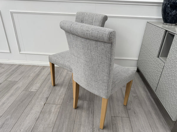 Furniture Village Augusta Grey Fabric Pair Of 2 Roll Back Dining Chairs7