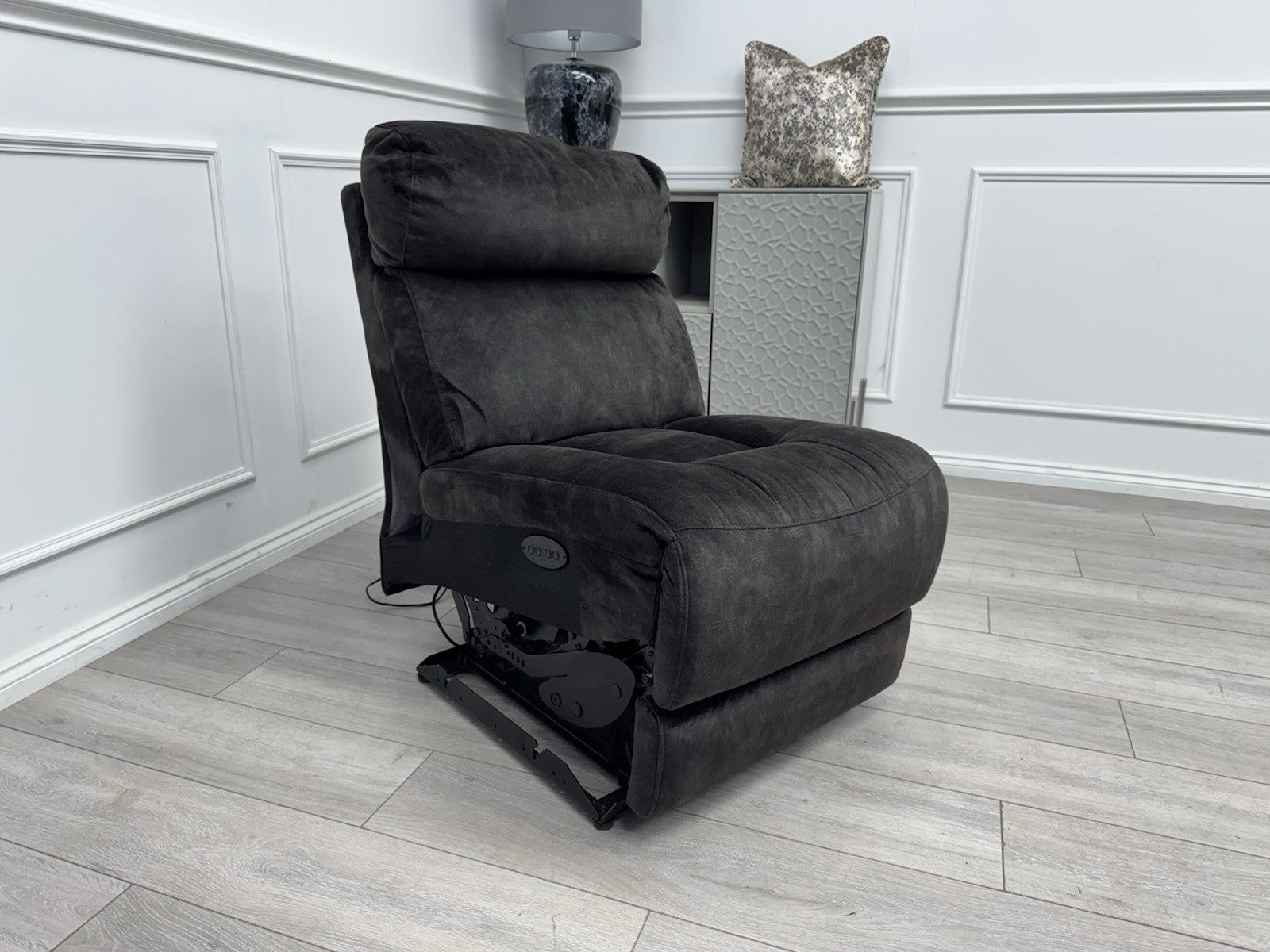 Sofology Radleigh Middle Section Power Recliner & Headrest Velvet Charcoal Grey0