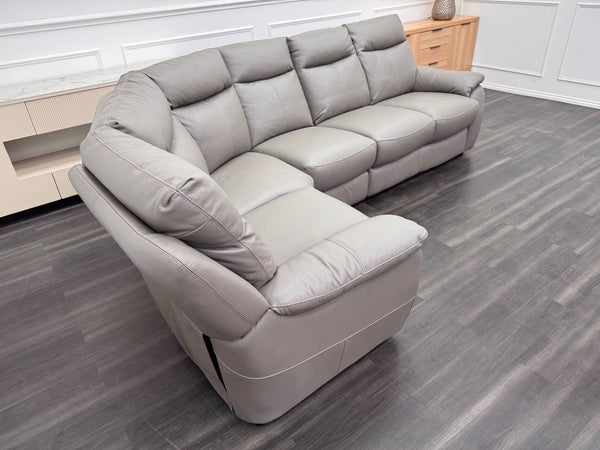 Furniture Village Snug Static L-Shape Corner Sofa In Grey Leather3