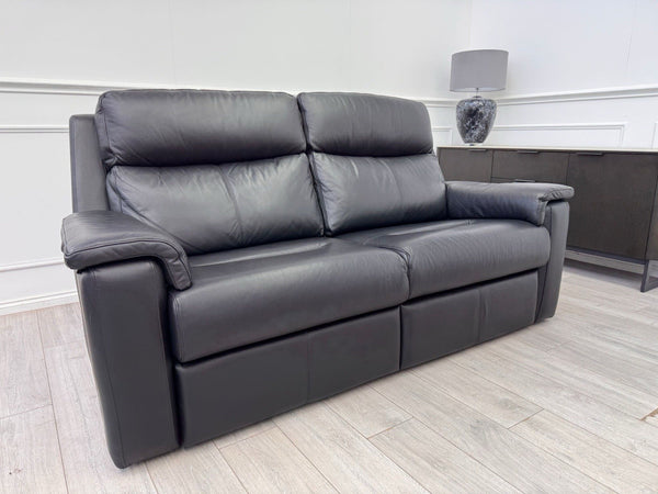 G PLAN Thornbury Static 3 Seater Sofa In Jet Black Leather0