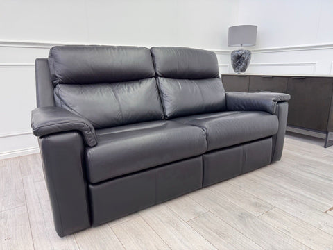 G PLAN Thornbury Static 3 Seater Sofa In Jet Black Leather0