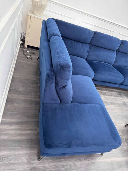 Furniture Village Contempo Power Recliner Corner Sofa In Navy Blue Velvet6