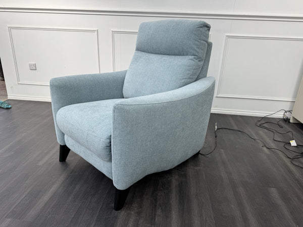 Furniture Village Petit Blue Herringbone Fabric Armchair Power Recliner6