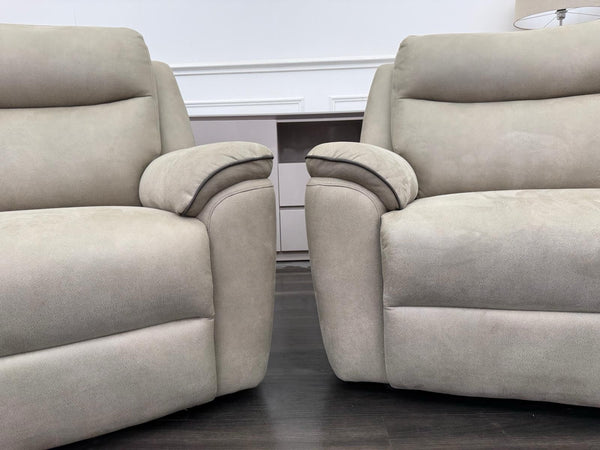 LAZY BOY Lyle Power Recliner 3+3 Seater Sofa Set In Taupe Fabric La Z Boy8