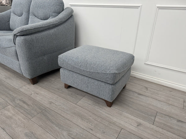 G Plan Jackson Duck Egg Blue Woven Fabric Footstool / Pouffe1