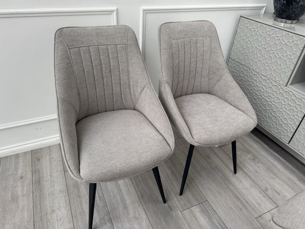 Furniture Village Crete Pair Of 2 Swivel Dining Chairs Taupe Fabric0