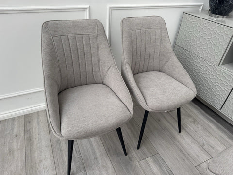 Furniture Village Crete Pair Of 2 Swivel Dining Chairs Taupe Fabric0
