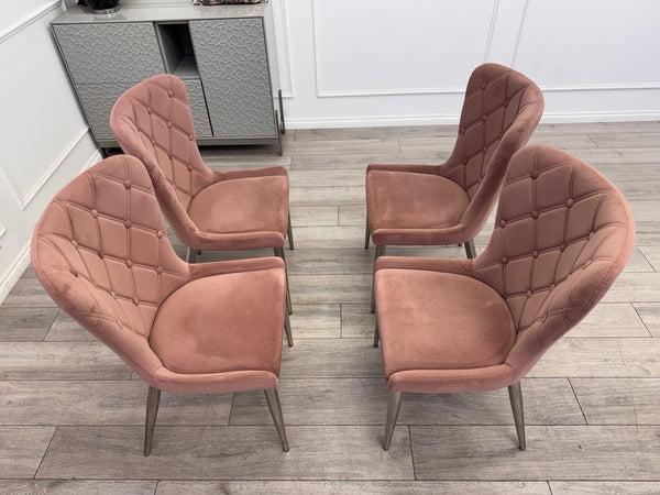 Furniture Village Donnie Pink Velvet Set of 4 Dining Chairs8