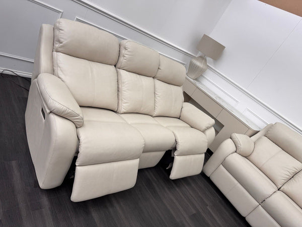 G Plan Kingsbury Cambridge Stone Leather Power Recliner 3 Seat + Static 2 Seat2