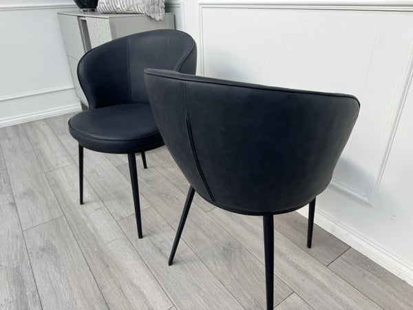 Furniture Village Hela Pair of 2 Navy Faux Leather Dining Chairs1