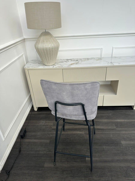 Furniture Village Toronto Grey Velvet Swivel Dining Barstool5