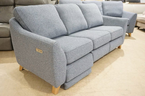 G Plan Vintage 68 tweed denim fabric Static 3 seater + Power Recliner Sofa Set1