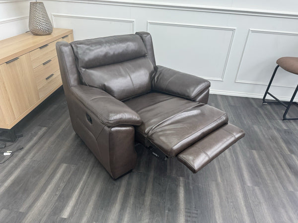 DFS Manual Recliner Armchair Brown Leather1