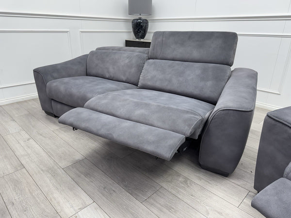 FV Xavier Grey Velvet 3+2 Seater Sofa Set Power Recliners & Headrests11