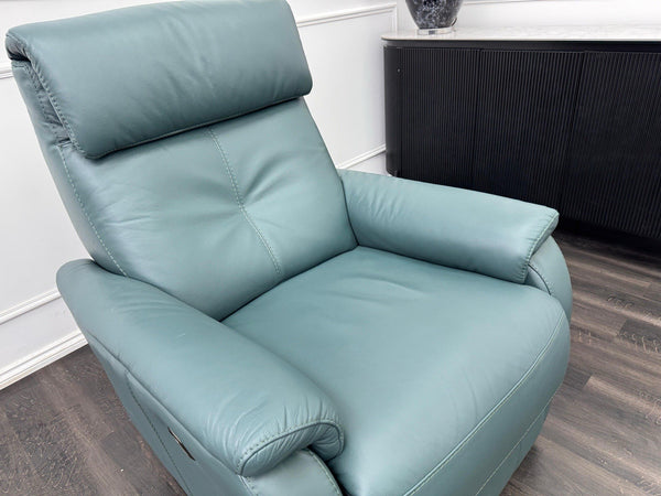 Furniture Village Rowen Lake Green Leather Armchair Pwr Recliner+Swivel+Rocking7