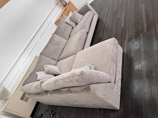 Sofology Majestica Truffle Fabric Terminal End Chaise Corner Sofa Full Back5