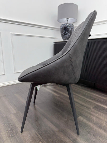 Furniture Village Crete Charcoal grey leather swivel dining chair (Pre-sale)11