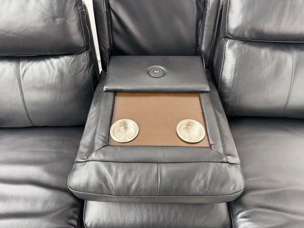 FV Serene Black Leather Power Recliner 3 Seater Sofa Lumbar + Headrest9