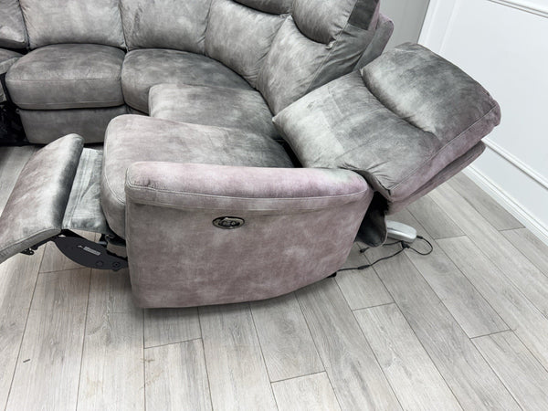 Furniture Village Lilly Corner Sofa In Grey Velvet Power Recliner7