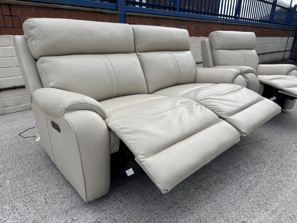LA-Z-BOY WINCHESTER LEATHER POWER RECLINER 3 SEATER SOFA & ARMCHAIR SET - Cream14