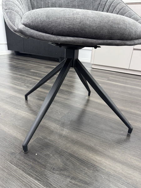 FV Jai Dark Grey Fabric Swivel Dining Chair With Handle (Pre-sale)2