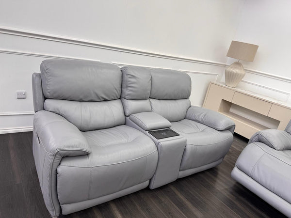 Furniture Village Link Power Recliner 2 Seater + 2x Armchairs Set Grey Leather5