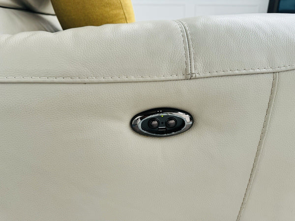 Furniture Village Feather Grey Leather Power Recliner 3 Seater Sofa17