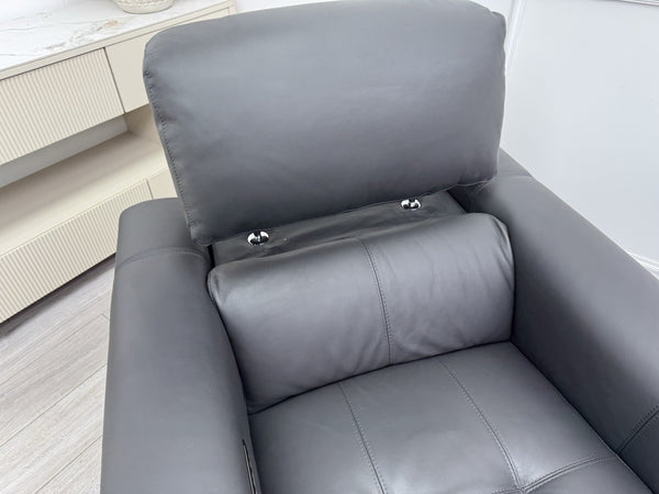 Furniture Village New York Power Recliner Armchair Grey Leather Power Headrest6