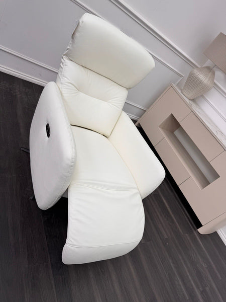 Furniture Village Le Mans Power Recliner White Leather Swivel Armchair5