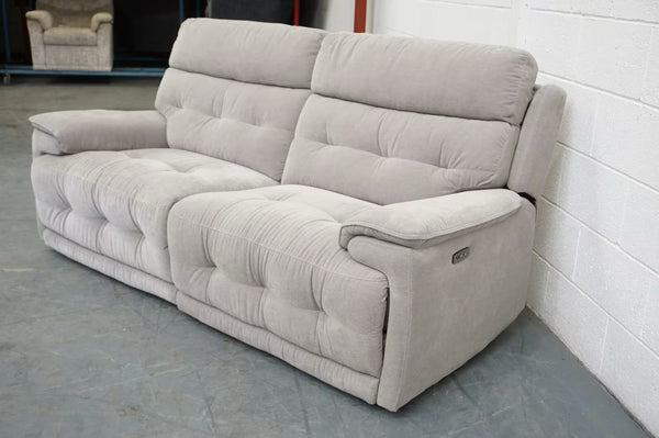 Furniture Village Brescia light grey fabric electric reclining 3 seater Sofa2