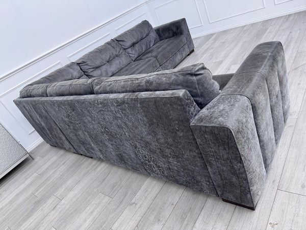Sofology Maximo Large Corner Sofa Dark Grey Aniline Leather 3/CNR/319