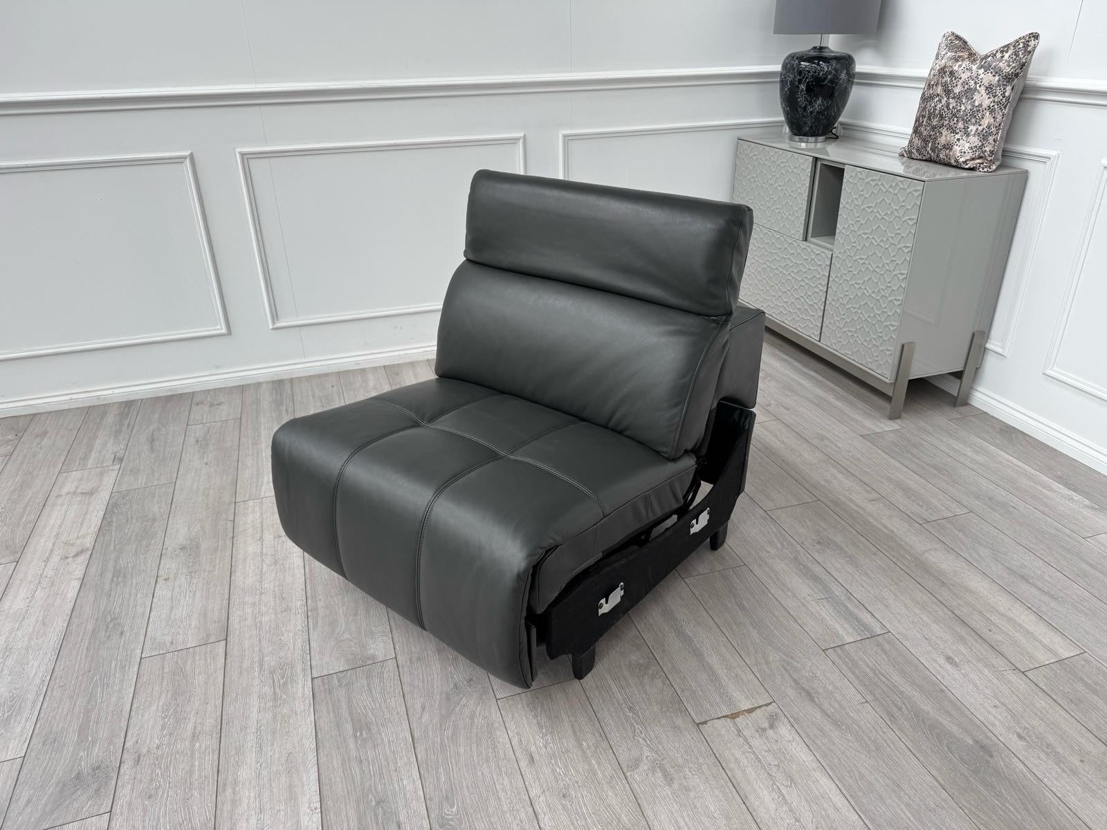 Sofology Marvella Charcoal Grey Leather Middle Section Power Recliner Seat0