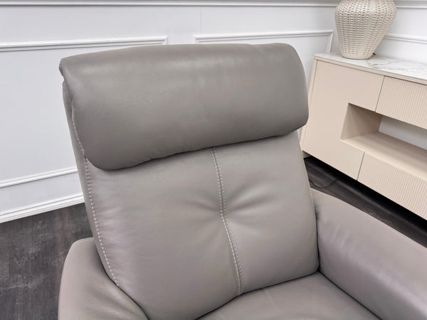 Furniture Village Rowen Grey Leather Armchair Power Recliner+Swivel+Rocking2