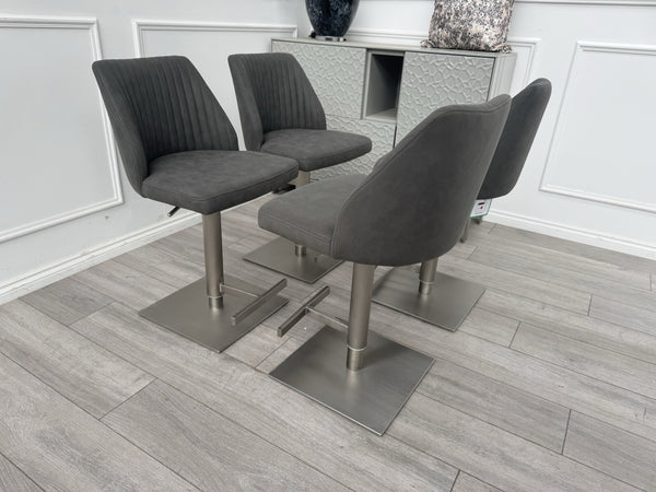 Furniture Village Grigio Set Of 4 Grey Suede Swivel Barstools Chairs4